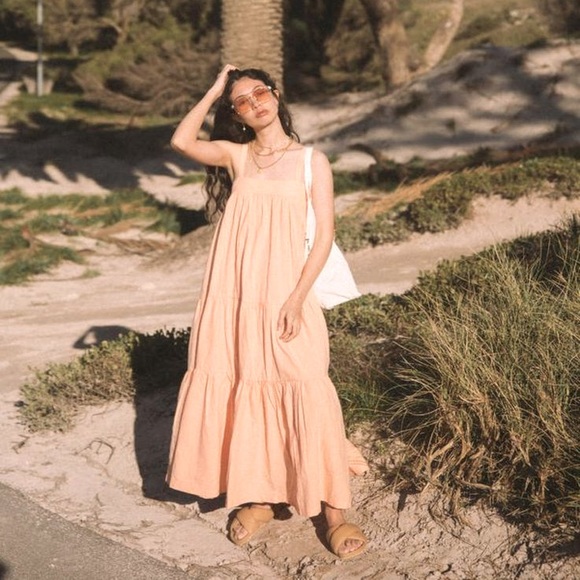 Free People Maxi Dress Size Small- Soft Peace Color Tiered Maxi Dress - Picture 2 of 13